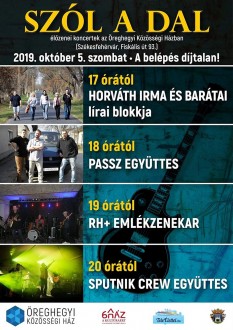 Szól a dal - ingyenes élőzenei koncertek lesznek az Öreghegyi Közösségi Házban szombaton